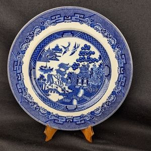 1 Johnson Bros England willow ware dinner plate